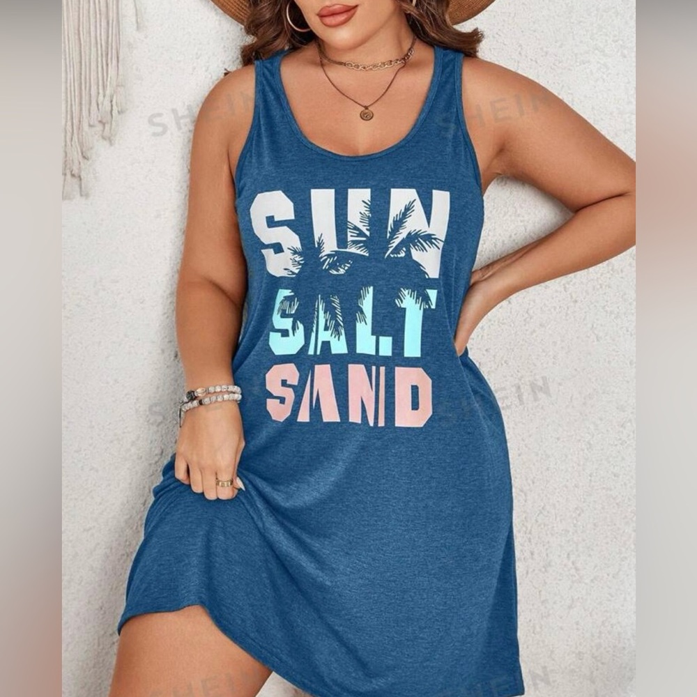 Plus size tshirt beach coverup Sun Salt Sand